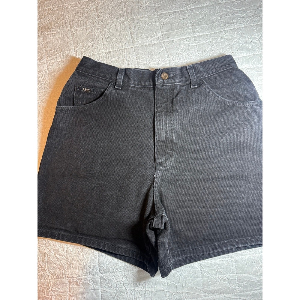 Lee Original Jeans Womens 14M Black High Waisted Denim Shorts Cotton